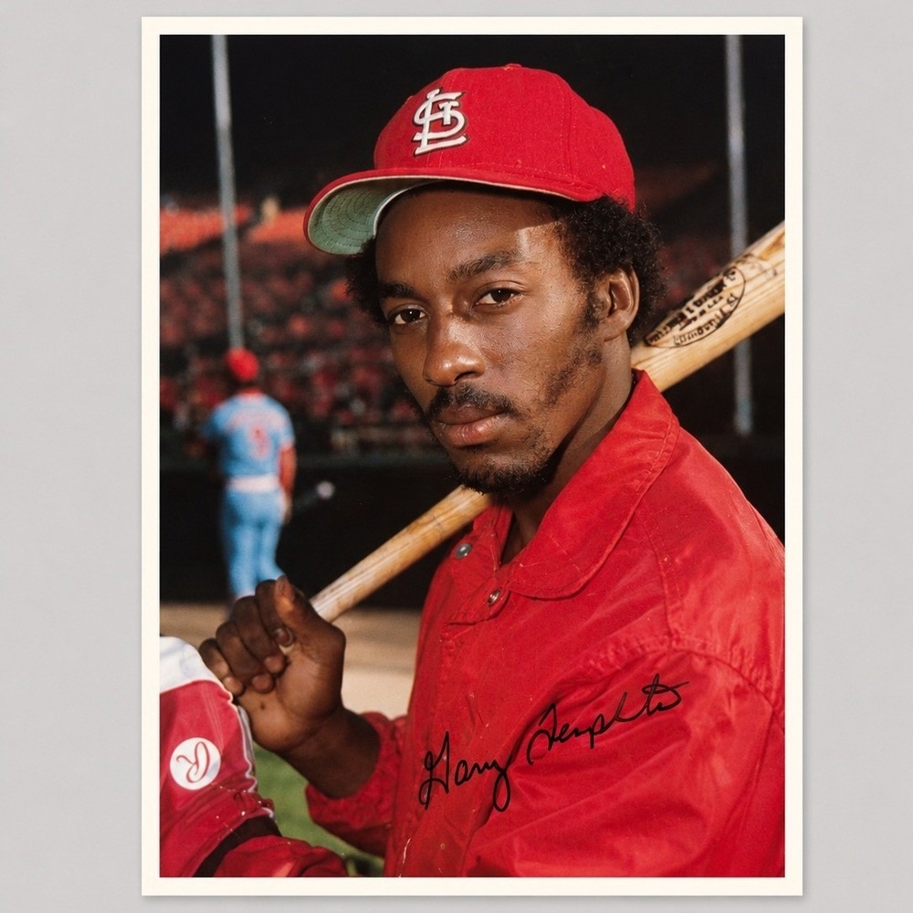 Vintage St Louis Cardinals Garry Templeton 5x7 Baseball Postcard Facsimile Sig